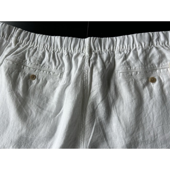 New Men's White Linen Shorts For 48 Waist Caribbean Elastic 10" Inseam - Picture 10 of 14